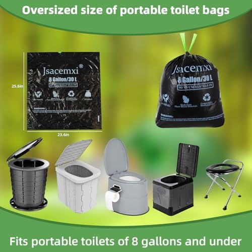 8 Gallon Camping Toilet Bags with Poo Gel - Leak-Proof Portable Toilet Liner & Odor Control Gel for Outdoor, RV, Hiking | Plant-Based