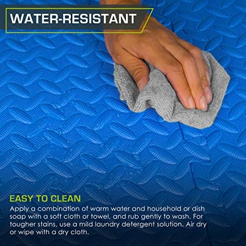 ProsourceFit Puzzle Exercise Mat ½ in, EVA Interlocking Foam Floor Tiles for Home Gym, Mat for Home Workout Equipment, Floor Padding for Kids, Black, 24 in x 24 in x ½ in, 48 Sq Ft - 12 Tiles