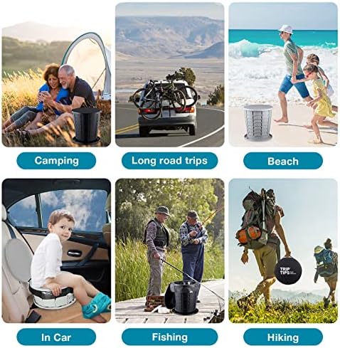 TRIPTIPS Upgrade Retractable Portable Toilet Travel Toilet Adjustable Height Camping Toilet Portable Potty for Adults Kids, Foldable Portable Toilet for Camping/Car