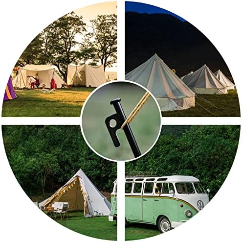 12 Pack Tent Stakes Heavy Duty Metal Tent Pegs for Camping Steel Tent Stakes 16 inch Unbreakable and Inflexible