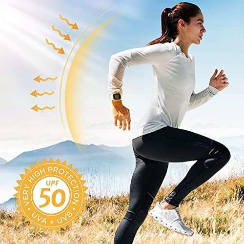 isnowood Women's Sun Protection Long Sleeve Shirts, UPF 50+ UV Rash Guard Swim Shirt, Workout Hiking Running Athletic Tops