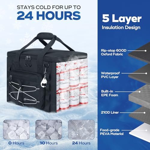 Maelstrom Soft Sided Cooler Bag, 30/40 Can Collapsible Insulated Ice Chest, Large Leakproof Camping & Travel Cooler for Kayaking & Beach