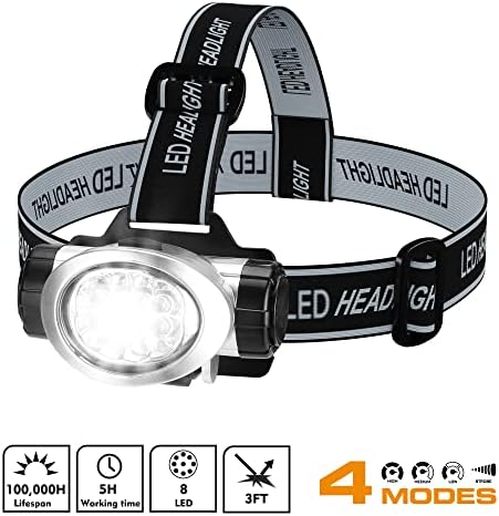 EverBrite 5-Pack LED Headlamp, 4 Lighting Modes, Pivoting Head with Adjustable Headband, Perfect for Running, Camping and Hiking, Batteries Included