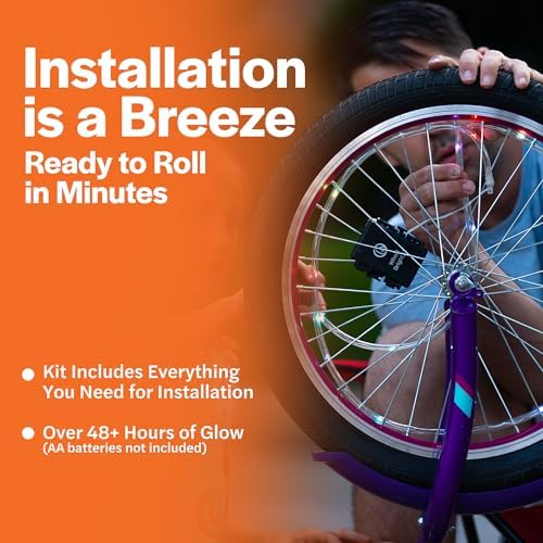 Brightz WheelBrightz LED Bike Wheel Lights - 2025 Edition with Superior Straps & LED-Weatherproof Shield! 14 Colors - Unmatched Durability, Visibility & 48+ Hours of Dazzling Illumination