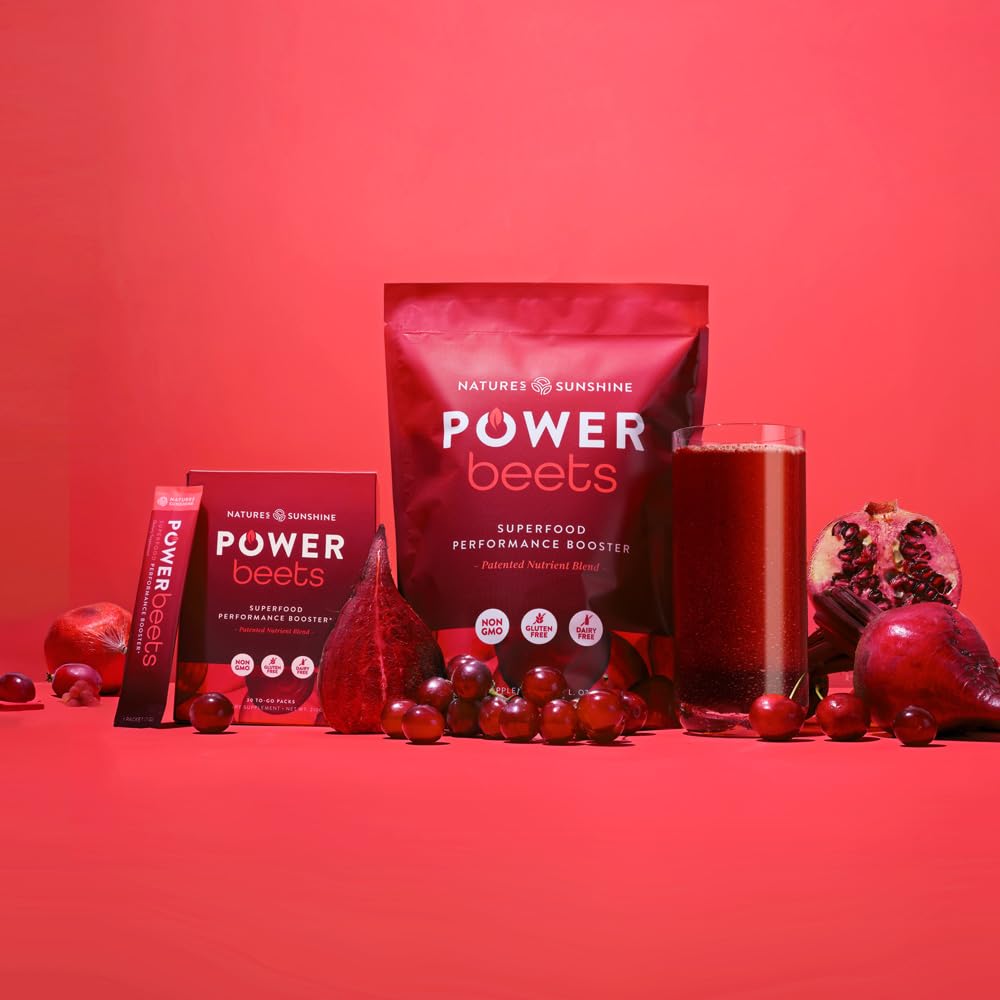 Nature's Sunshine Power Beets – Patented Nutrient Blend of Beet Root Powder and Nutrients to Promote Performance, Mental Clarity, & Vitality – Non-GMO, Soy & Gluten Free – 30 Servings to-Go Packs