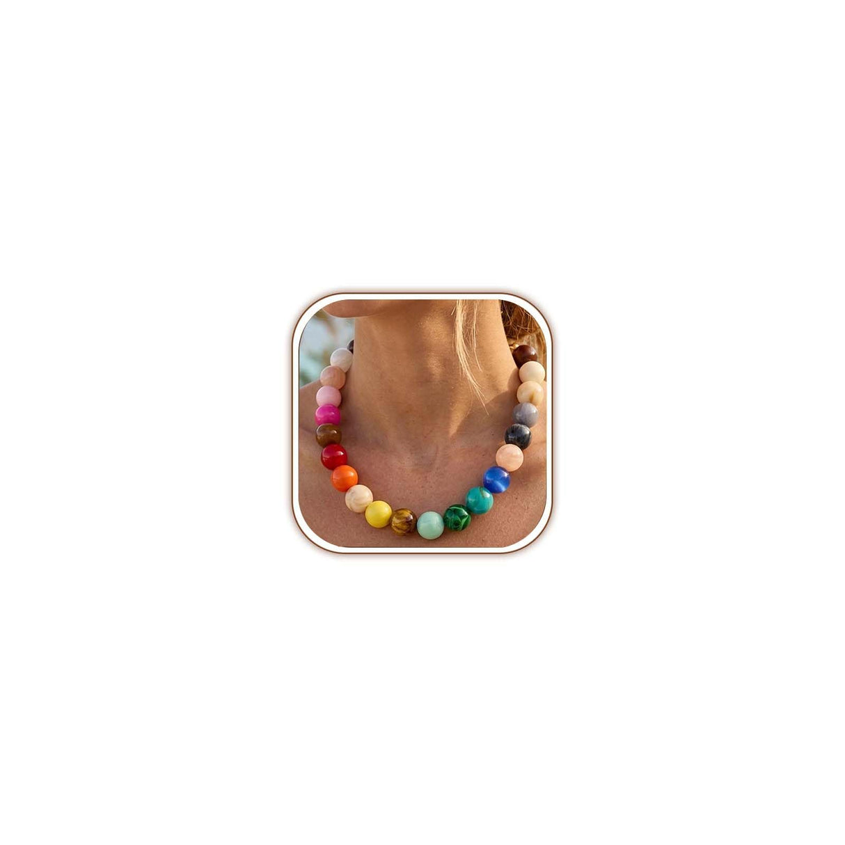AGHTLZX Colorful Beaded Necklace for Women