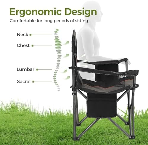 ALPHA CAMP Oversized Camping Folding Chair Heavy Duty Lawn Chair with Cooler Bag