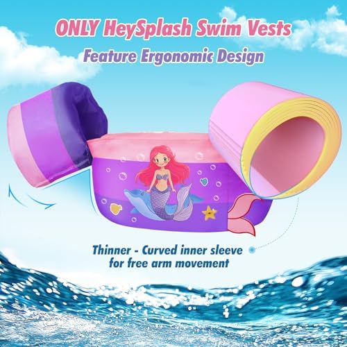 HeySplash Swim Vest for Kids, Toddler Pool Floaties Fit 20-50/70 Lbs, Children Swimming Vest with Adjustable Strap, Swim Jacket Water Wing Arm Float, Puddle Sea Beach Boat Jumper Boy Girl Baby