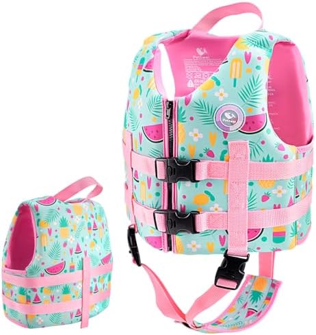 Pottwal Swim Vest for Kids - Swim Jacket for 1-2 Years (24-33LBS) - Buoyancy Aid Made of Neoprene & EPE - with Adjustable Crotch Strap