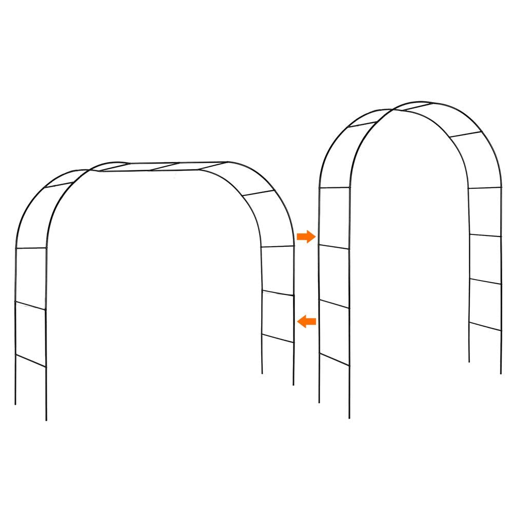 Mr.Ton Garden Arch Arbors, Trellis for Climbing Plants Outdoor 6-8ft, Two Way Assemble Wedding Decoration Metal Arch,Black