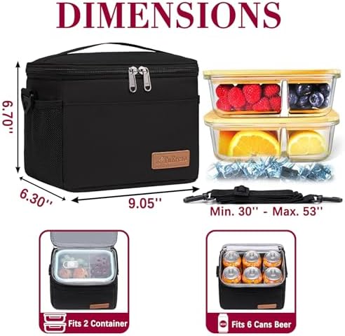 TuErcao 6 Can Mini Soft Cooler Bag for Beach Camping Travel Picnic Road Trip Leakproof Small Ice Chest, Insulated Cooler Lunch Box for Men Work