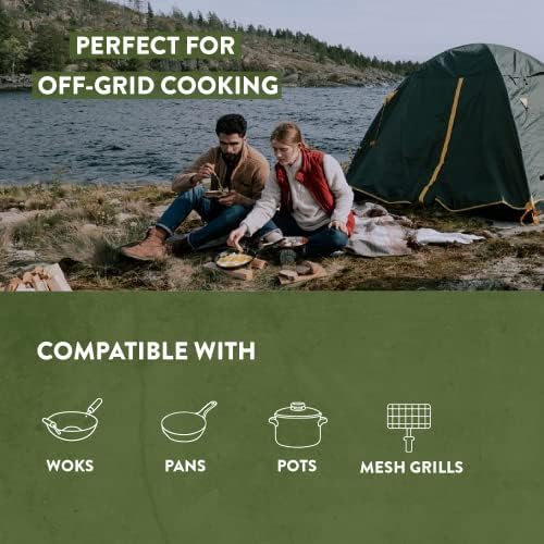 GasOne Premium Wood Burning Rocket Stove Camping for Backpacking, Hiking, RV and Survival - Insulated Barrel Stove Kit with Silicone Handles – Military Green