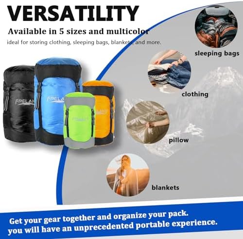 Frelaxy Compression Sack, 40% More Storage! 11L/18L/30L/45L/52L Compression Stuff Sack, Water-Resistant & Ultralight Sleeping Bag Stuff Sack - Space Saving Gear for Camping, Hiking
