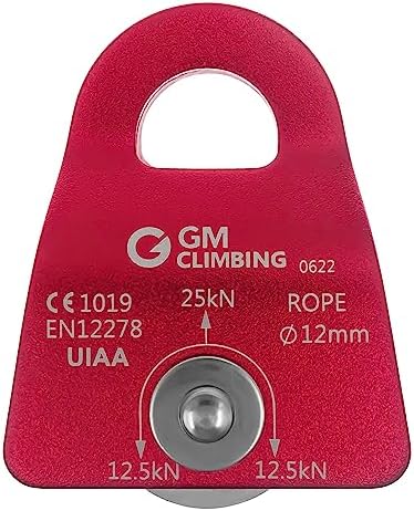 GM CLIMBING Micro Prusik Minding Pulley 25kN CE UIAA Certified 12mm Single Pulley Mobile Side Plates for Arborist Rigging Climbing Rescue
