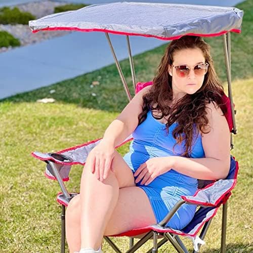 ALPHA CAMP Heavy Duty Canopy Lounge Chair Sunshade Hiking Travel Chair with Cup Holder