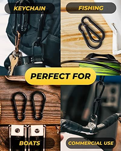 Carabiner Clip 5 Pack - Heavy Duty Snap Hooks - Large Carabeaner Clips - Perfect for Gym, Keys, Fishing, Camping