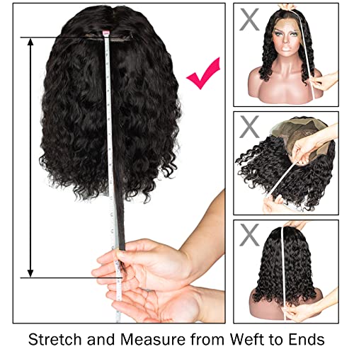13x6 Deep Wave Lace Front Wigs Human Hair Curly Hd Transparent Lace Frontal Wig for Women Wet and Wavy Glueless Wigs Pre Plucked with Baby Hair Brazilian Hair 180% Density Natural Black 22 Inch