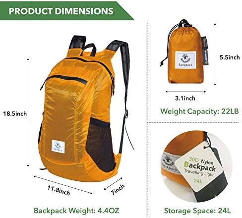 4Monster Hiking Daypack,Water Resistant Lightweight Packable Backpack for Travel Camping Outdoor