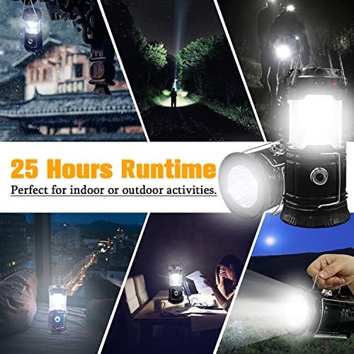 2-Pack Collapsible Camping Lantern XTAUTO Solar USB Rechargeable Portable Lightweight Waterproof LED Flashlight Survival Kits for Indoor Outdoor Home Emergency Light Power Outages Hiking Hurricane