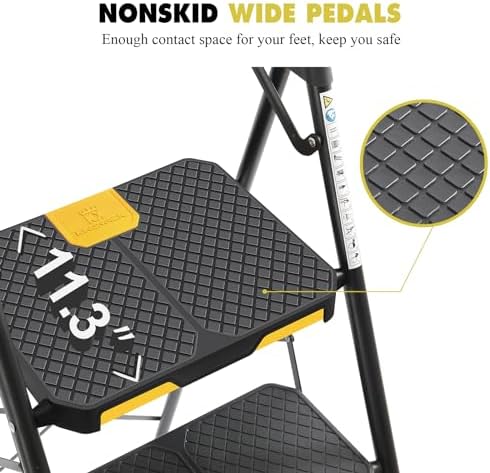 KINGRACK 4 Step Ladder with Tool Platform, Folding Step Stool with Wide Pedal, Safety Locking, Sturdy Steel Ladder Portable Safety Ladder for Painting Home Outdoor Garage