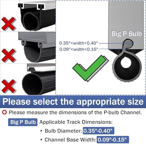 Garage Door Seal P Bulb – 16.8ft Flexible Weatherproof TPE Seal for Single-Channel Doors, Easy DIY Installation, Extreme Temperature Protection, Prevents Drafts, Noise Reduction, Saves Energy