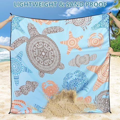 Beach Blanket Waterproof Sandproof Beach Mat 79" X 83" /10'x9'for 2-8 Adults Quick Drying Outdoor Picnic Mat Beach Accessories for Travel, Camping, Hiking