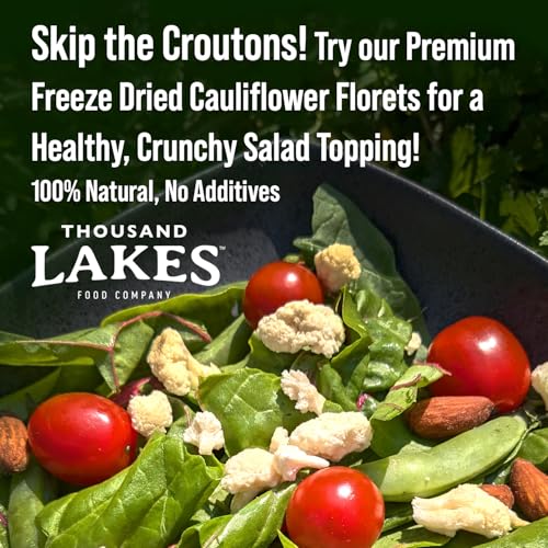 Thousand Lakes Freeze Dried Vegetables - Cauliflower Florets and Stems 2-pack 0.8 ounces (1.6 ounces total) | No Salt Added