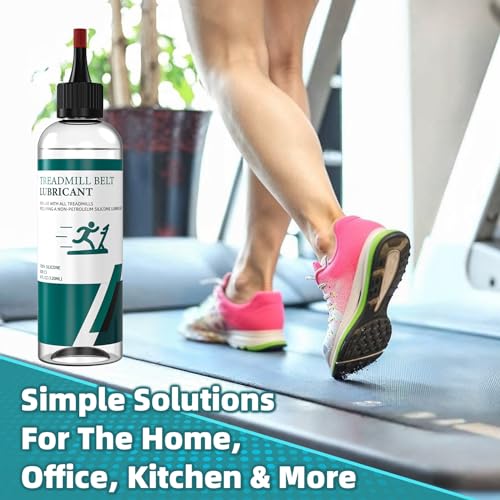 Treadmill Belt Lubricant, 100% Silicone Treadmill Lube High-Temperature Resistant Stable Lubricant, with Application Tubes and Precision Screw Caps 500CS, 8.4 Ounce