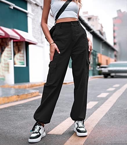 ZMPSIISA Women High Waisted Cargo Pants Wide Leg Casual Pants 6 Pockets Combat Military Trousers