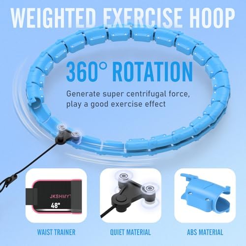 JKSHMYT Weighted Hula Circle Hoops for Adults Weight Loss, Infinity Fitness Hoop Plus Size 47 Inch, 24 Detachable Links, Exercise Hoop Suitable for Women and Beginners