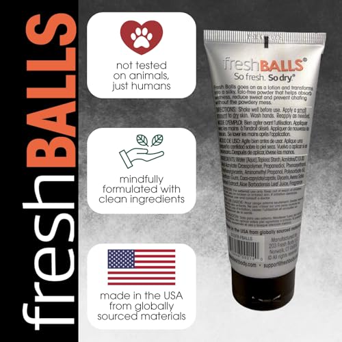Fresh BALLS Lotion (4 Pack) | Anti-Chafing Men's Soothing Cream to Powder Balls Deodorant and Hygiene for Groin Area, 3.4 fl oz