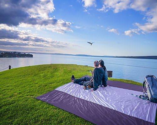 WEKAPO Beach Blanket Sandproof Waterproof, Extra Large Beach Mat, Oversized & Compact Sand Free Mat Quick Drying, Lightweight & Durable with 6 Stakes & 4 Corner Pockets
