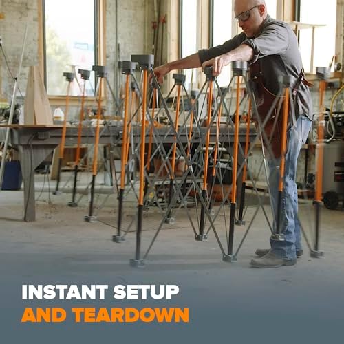 BORA Centipede 30in Folding Work Table Set - No Assembly 15-Strut Collapsible Table 6000lb Weight Limit - 4x8ft Mobile Work Station with Storage Bag, Foldable Work Bench Table - CK15S, Orange