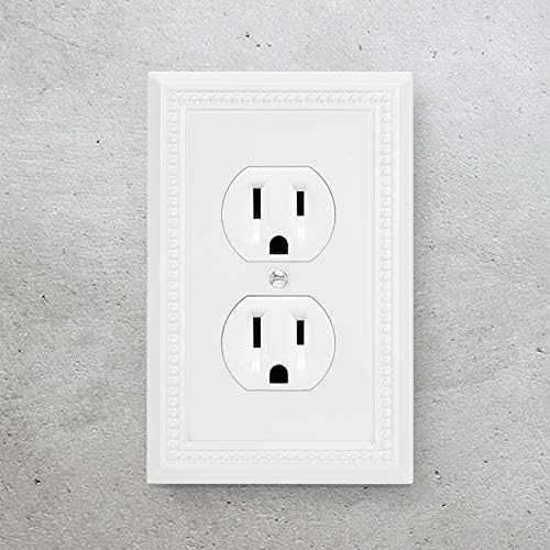 Henne Bery Sunken Pearls Heavy Duty Decorative Wall Plate Switch Plate Outlet Cover (Single Duplex, 3 Pack, White)