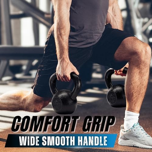 Yes4All 5-80 lbs Cast Iron Kettlebell for Dumbbell Weights Exercises, Gym, Full Body Home Workout Equipment, Push up, Grip and Strength Training