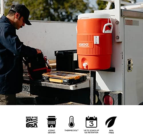 Igloo Sports Cooler Water Beverage Dispenser, Insulated 5 & 10 Gallon Water Cooler, Insulated Drink Dispenser with Spout, Portable Handwashing Stations