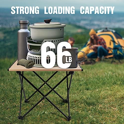 VILLEY Portable Camping Side Table, Ultralight Aluminum Folding Beach Table with Carry Bag for Outdoor Cooking, Picnic, Camp, Boat, Travel