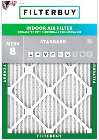 Filterbuy 14x20x1 Air Filter MERV 8 Dust Defense (1-Pack), Pleated HVAC AC Furnace Air Filters Replacement (Actual Size: 13.50 x 19.50 x 0.75 Inches)