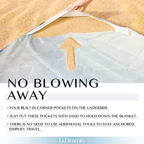 Beach Blanket Sand Proof Waterproof Oversized 100" x 80" Sand Free Mat with Corner Pockets and Mesh Bag for Outdoor, Picnic, Travel, Beach Accessories Portable, Watercolor Turtle