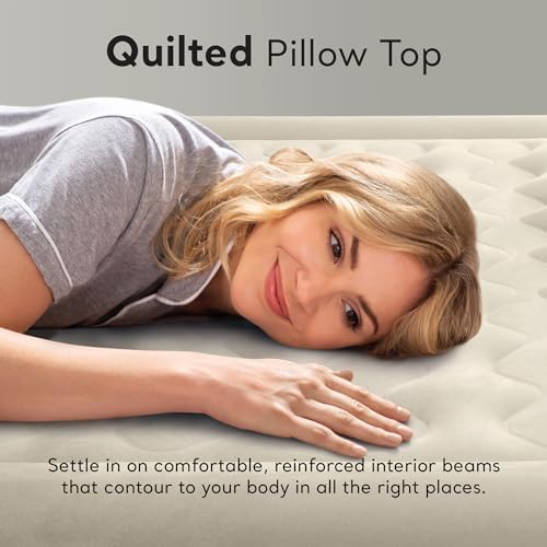 Intex Dura-Beam Deluxe Ultra Plush Air Mattress : Fiber-Tech – Built-in Electric Pump – 18in Bed Height – 300lb Weight Capacity – Twin Size