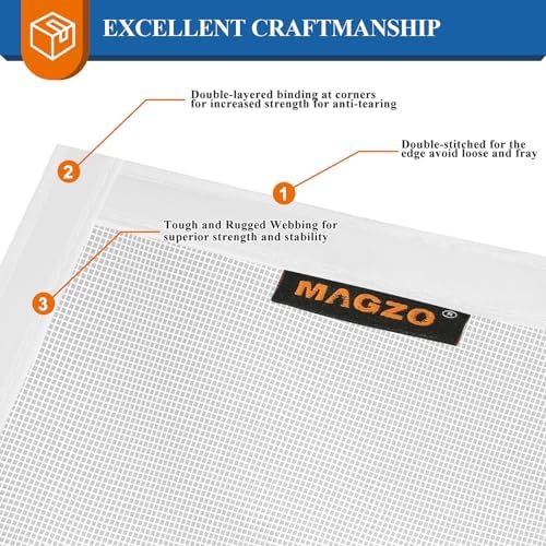 MAGZO Magnetic Screen Door Mesh, 36'' x 80'', High-Density Fiber Net Netting Curtain Tear-Resistant, Pet Friendly, Walk Through Freely Magnets, Fits for Sliding Glass/Patio/Front/Back Doors, White