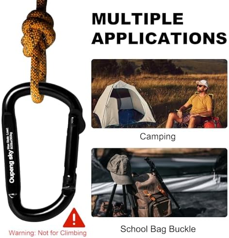 Carabiner Clip - Heavy Duty Carabiners Carabeaner D Ring Shape,Key Chain Clip Hook,Keychain Clip,Multipurpose for Camping, Hiking,Backpacking or Other Outdoor Activities.