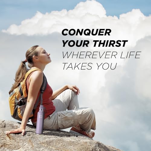 IRON °FLASK Camping & Hiking Hydration Canteens - 3 Lids (Narrow Spout Lid) Leak Proof Vacuum Insulated Stainless Steel - Hot & Cold Double Walled Sports Water Bottle - Lavender, 24 Oz