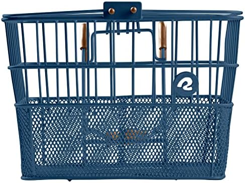 Retrospec Apollo Detachable Front Bike Basket Steel Half-Mesh with Integrated Detachable Hooks and Built-In Handle, Easy Assembly and Portability for Bicycles