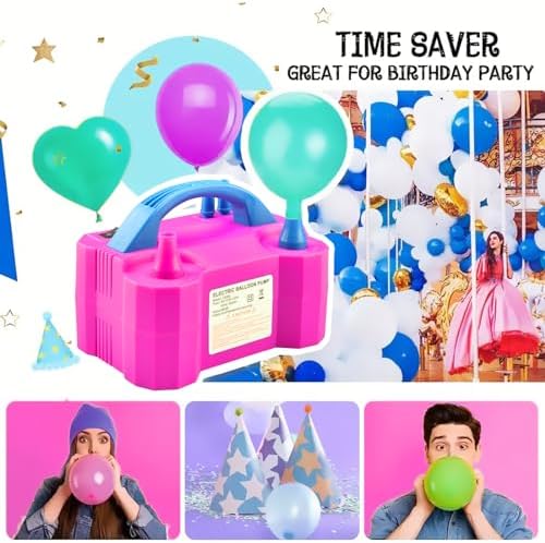SINBEE Balloon Pump, Balloon Pump Electric, Portable Dual Nozzle Electric Blower Air Pump Inflator for Party Decoration. Faster and Save Time