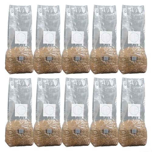 Oniissy 10×High-Yield Mushroom Cultivation Bags: Sterilized & Versatile for All Setups,Mushroom Bags with Vents,Clear Breathable Mushroom Substrate Bag