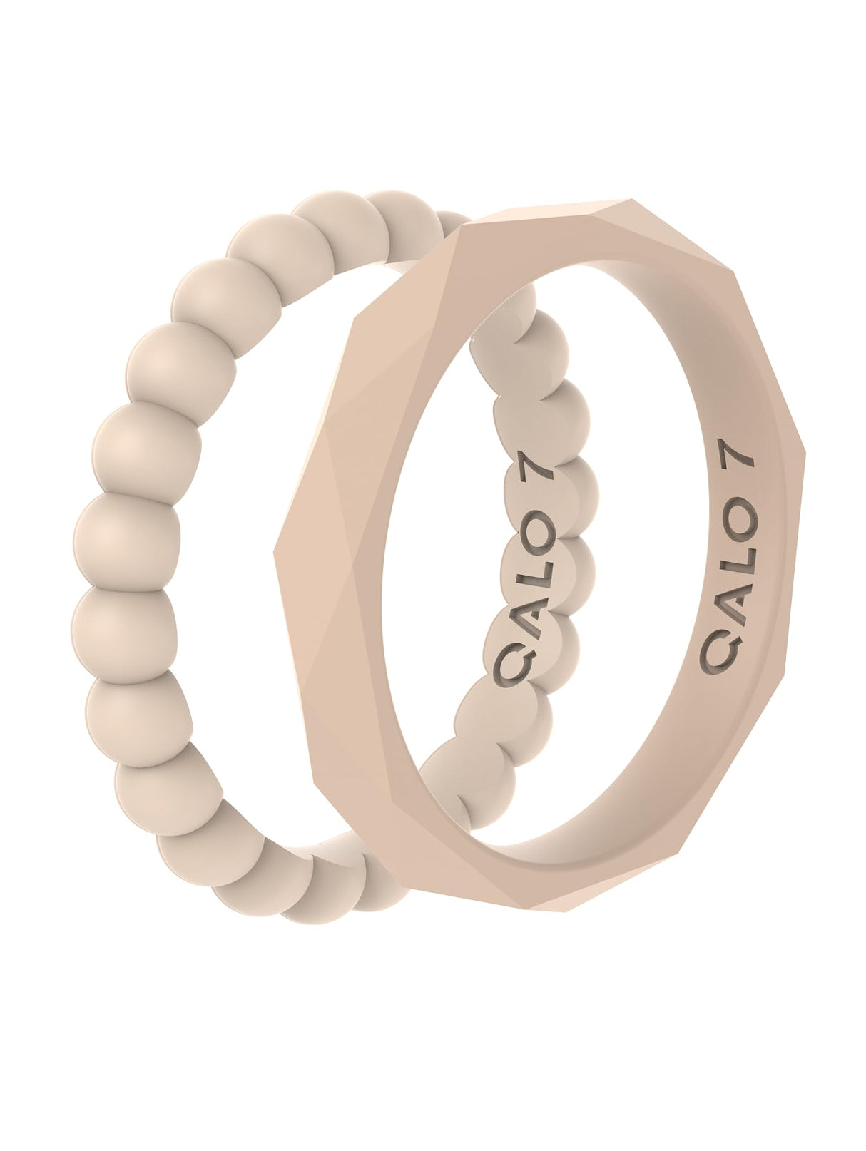 QALO Stackable Rubber Engagement Rings for Women, Beaded & Geometric Set – 6mm Wide x 2mm Thick – Silicone Wedding Bands for Her – Durable Design for Outdoor, Active Use – Bead, Geo, 05