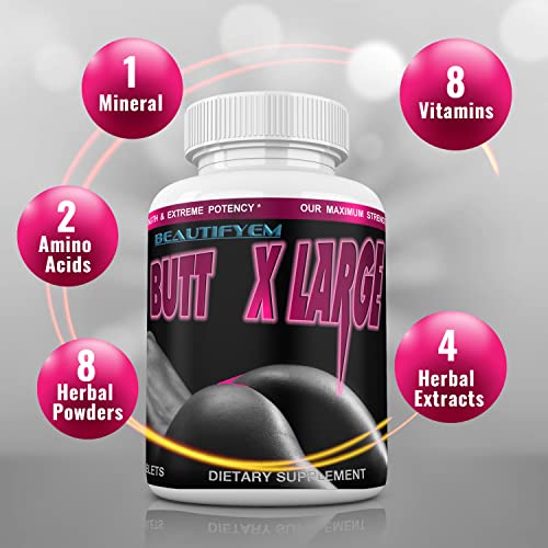 Butt X-Large Butt Enlargement, Booty Enhancement. Butt Enhancer Pills. Natural Bigger Glutes. 1 Month Supply