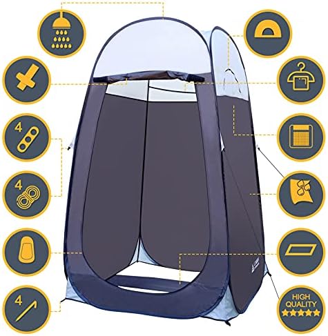 Leader Accessories Pop Up Shower Tent Dressing Changing Room Privacy Portable Camping Shelters 4' x 4' x 78" H Extra-Large Space