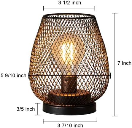 DECORKEY Set of 2 Rechargeable LED Table Lantern, Brown Metal Cage Cordless Lamps with LED Bulb,Vintage Decorative Outdoor Lantern for Weddings, Parties, Patio, Events for Indoors Shelf Decor